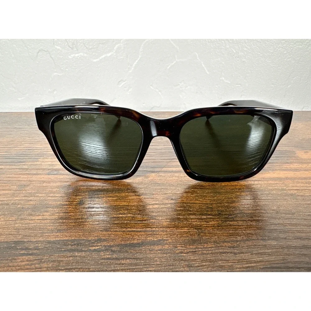 Gucci‎ GG1857S 002 Havana Tortoise Shell Green Lens Sunglasses Made in Italy